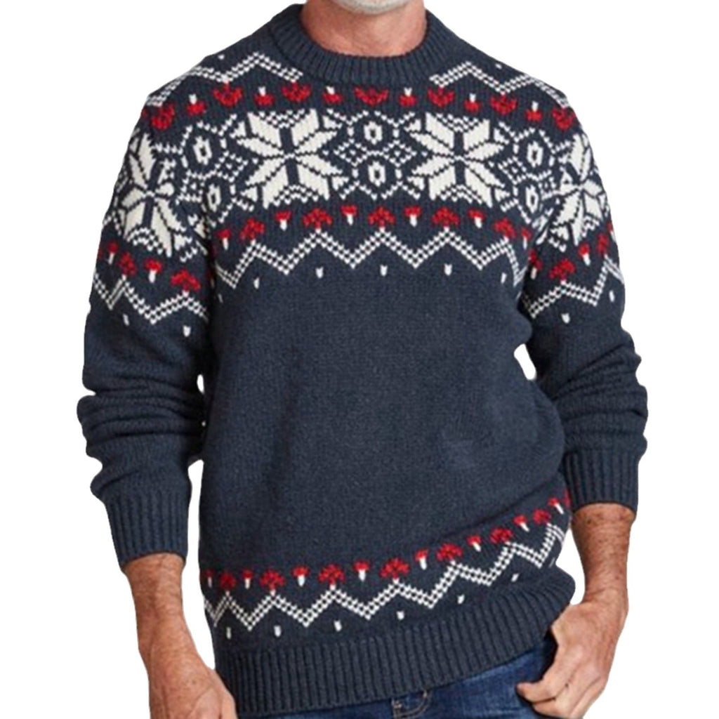 Autumn And Winter Round Neck Pullover Knitting Long Sleeve Brocade Sweater Men