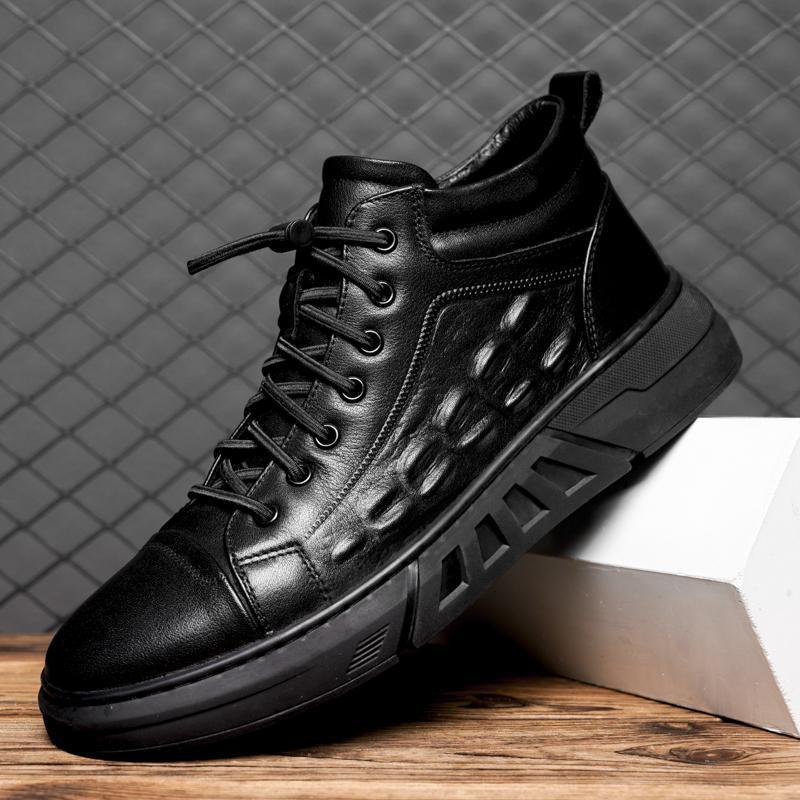 Pure Color Tied Trendy Wild Youth Men's Shoes