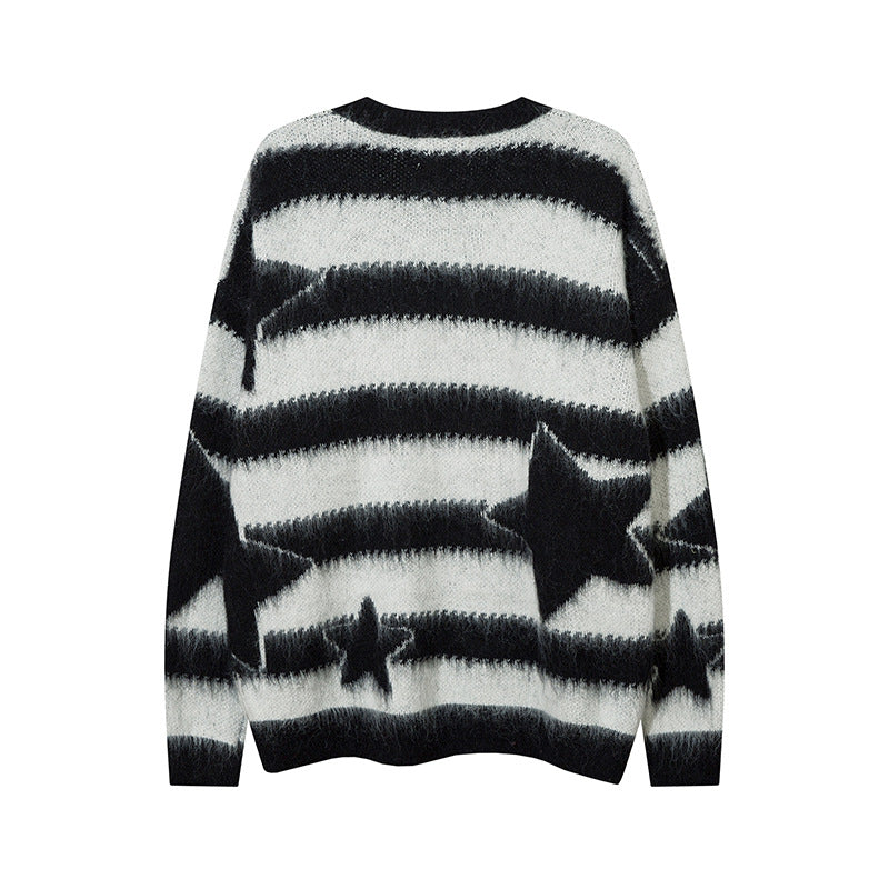 Hip Hop Retro Contrast Color Striped Sweater