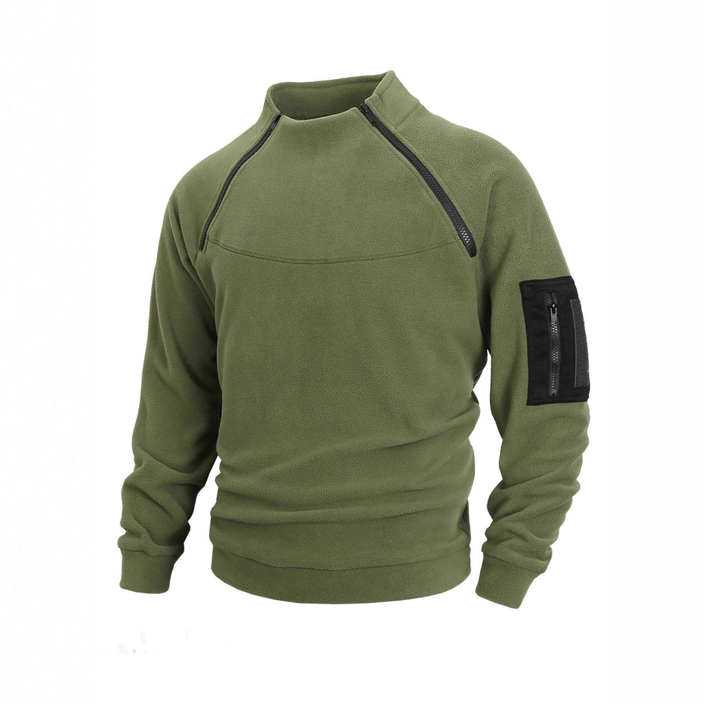 Stand Collar Long Sleeve Pullover Leisure Coral Fleece Coat Men
