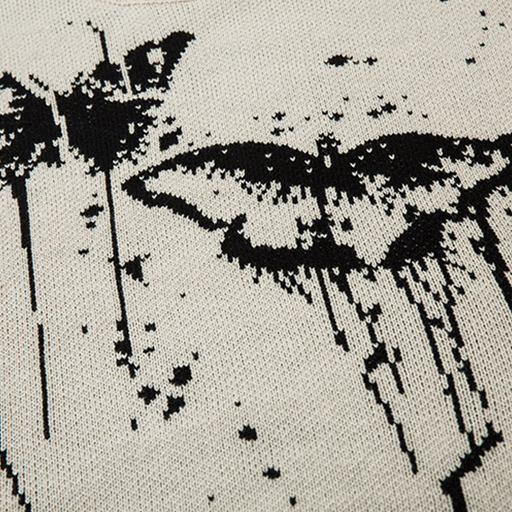 Butterfly Splash-ink Round Neck Sweater Men Idle Style