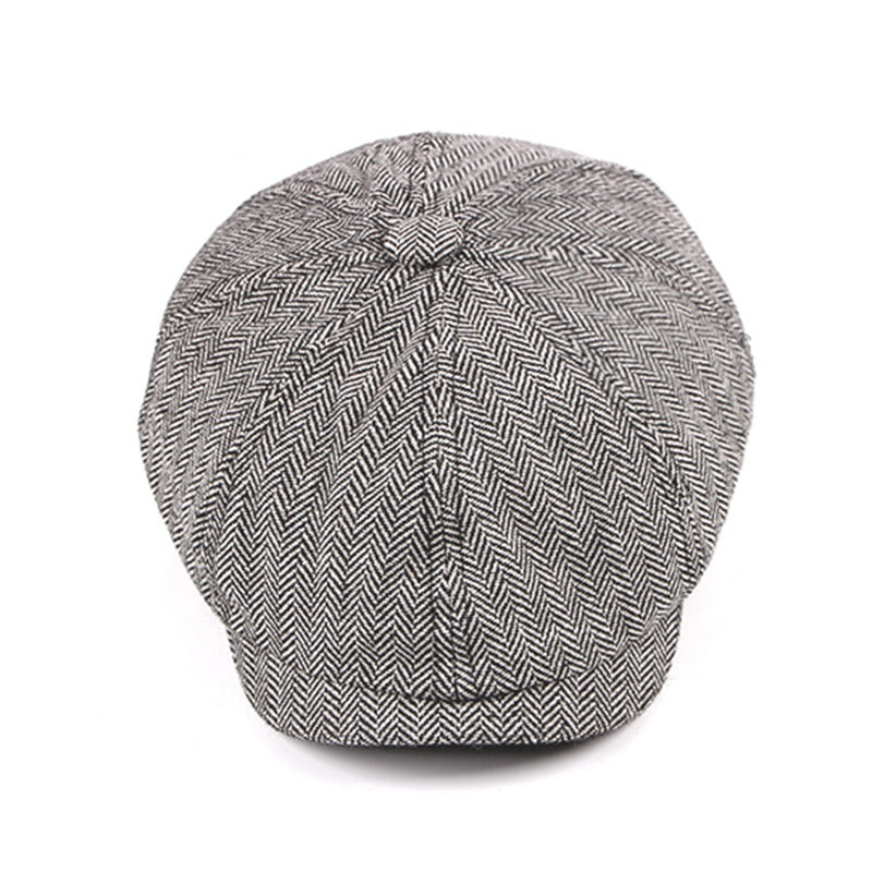 Fashion Retro Octagonal Hat Male Fashion Plaid Beret
