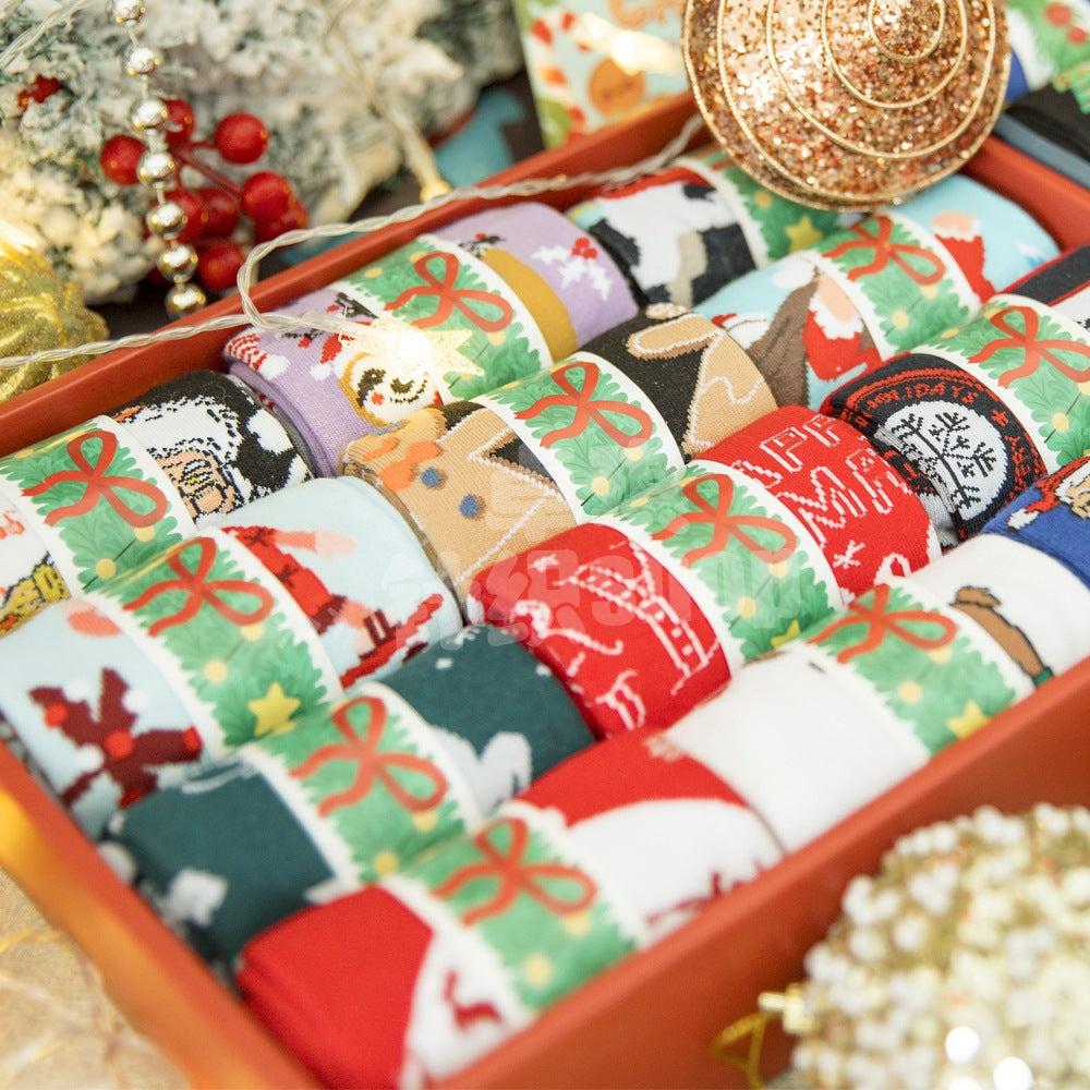 Fashionable Men's Santa Claus Elk Socks Trendy Cotton Socks