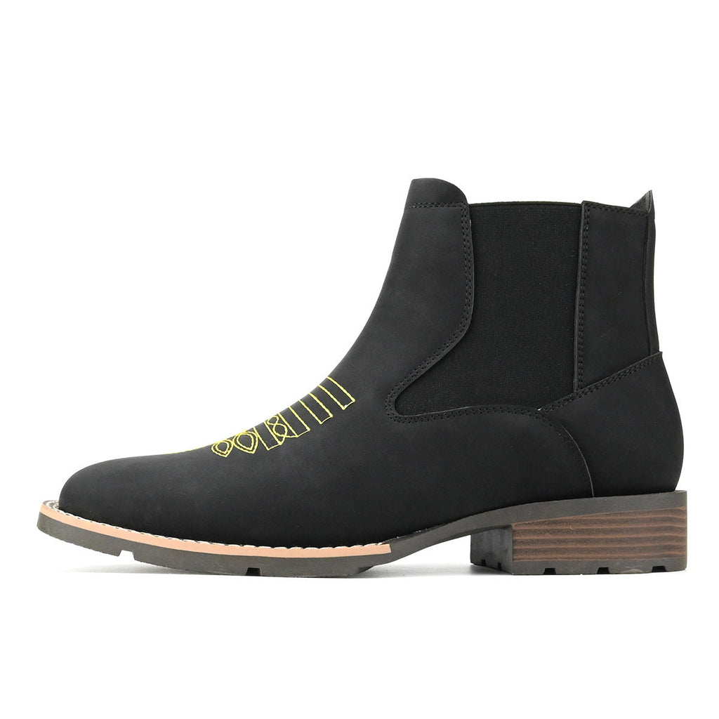 Embroidered Slip-on Chelsea Boots Men's Martin Boots