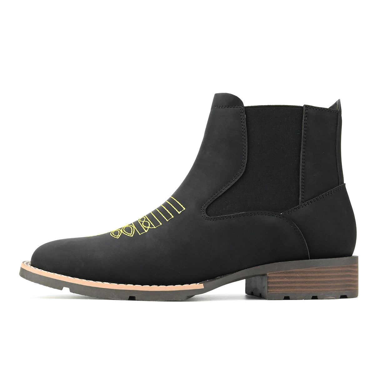 Embroidered Slip-on Chelsea Boots Men's Martin Boots