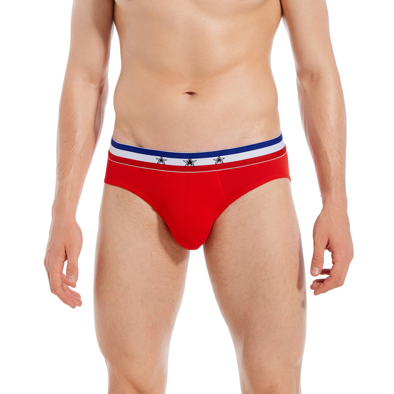 Men's Combed Cotton U Convex Double Layer Low Waist Comfort Briefs