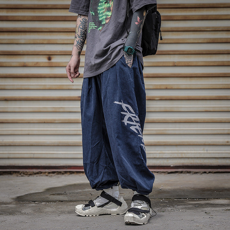 Drawstring trendy male Korean hip-hop Harlan pants