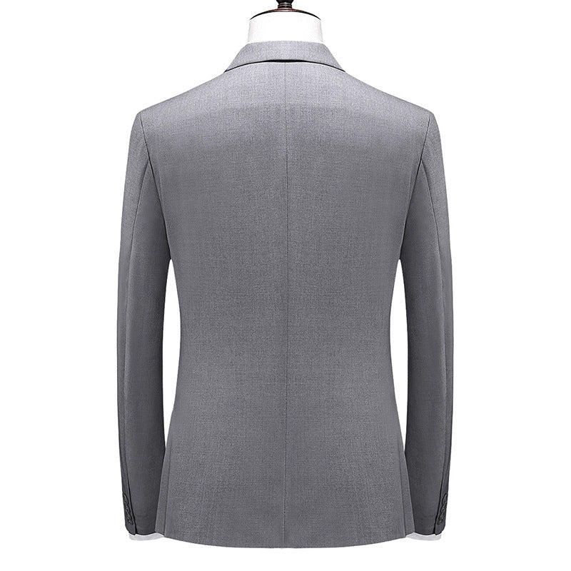 Men's Slim-fit Solid Color Double-row Two-button Suit