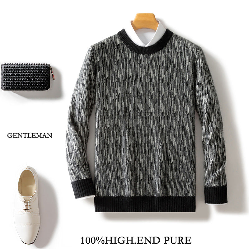 Seven-pin Thick Round Neck Woolen Sweater For Men