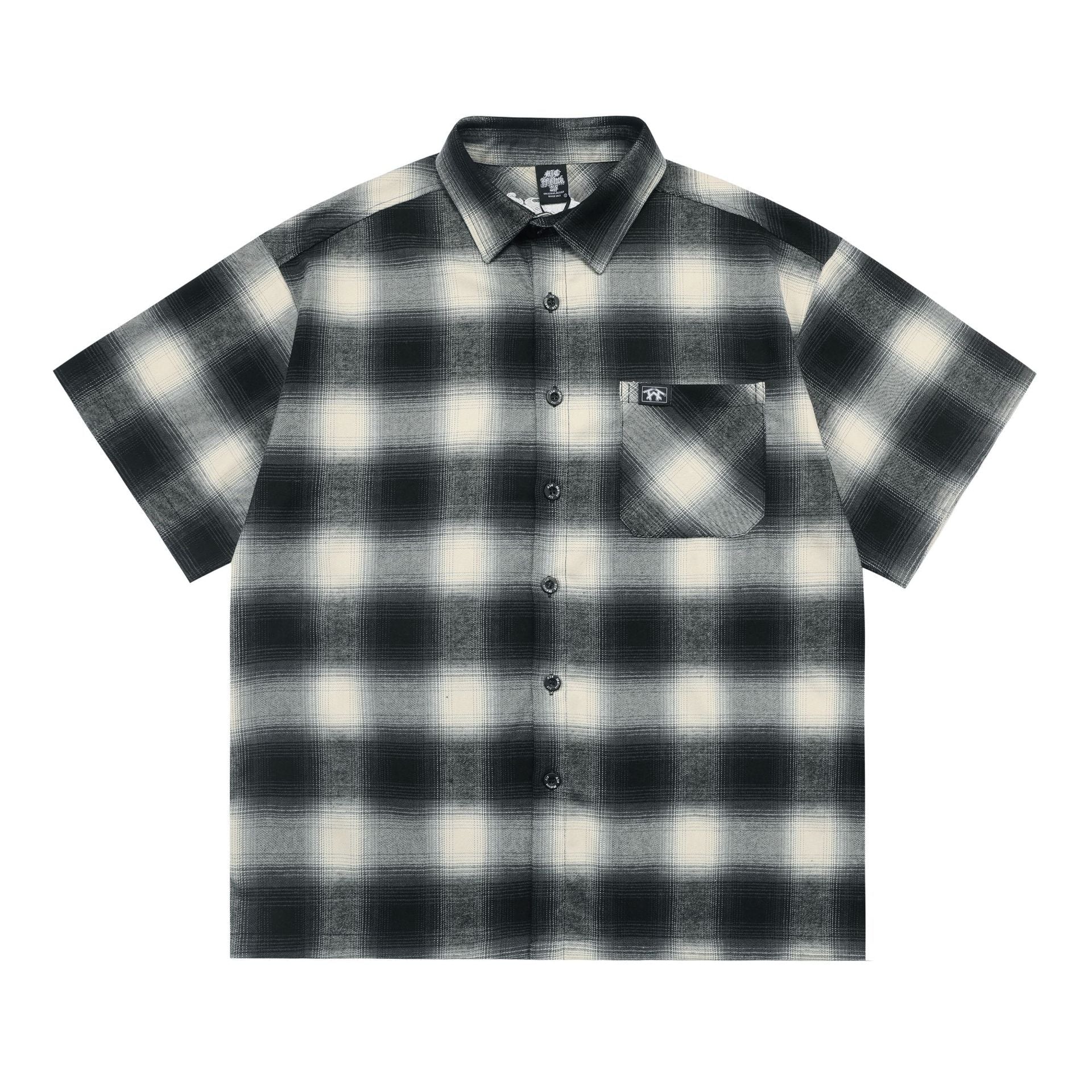 Large Plaid Classic Pocket Half Sleeve Cardigan Short Sleeve Shirt