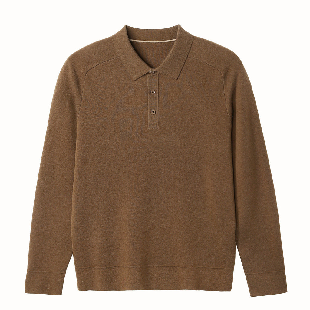 Casual Polo Shirt Knit Sweater Hoodie Solid Color Fashionable Lambswool Sweater