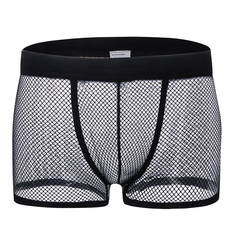 Hollow-out Boxer Transparent Four-corner Low Waisted Shorts