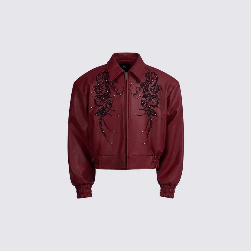 High Street Metallic Tack Decorative Pu Leather Coat
