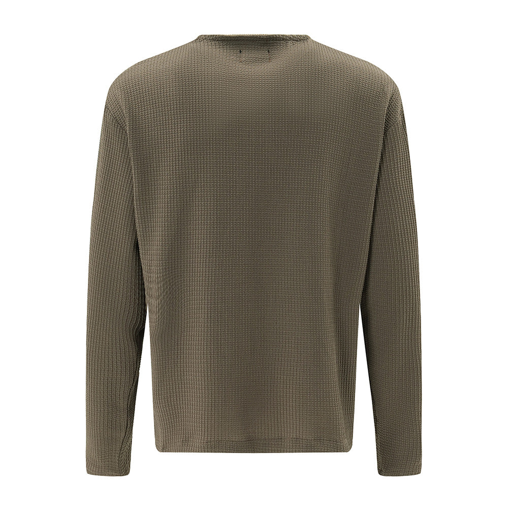 American Style Street Fashion Solid Color Stitching Edging Knitwear Long Sleeve