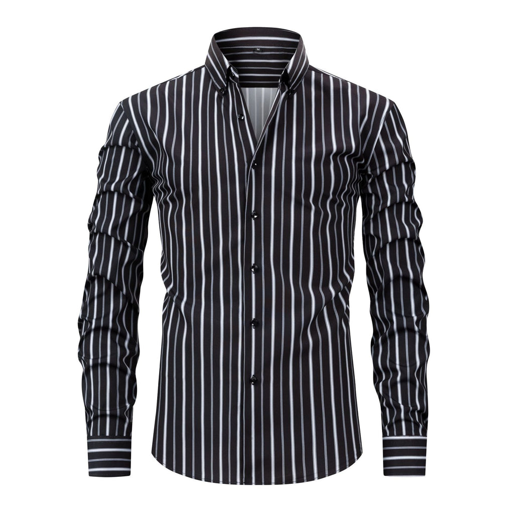 Men's Digital Printed Striped Long-sleeved Lapel Shirt