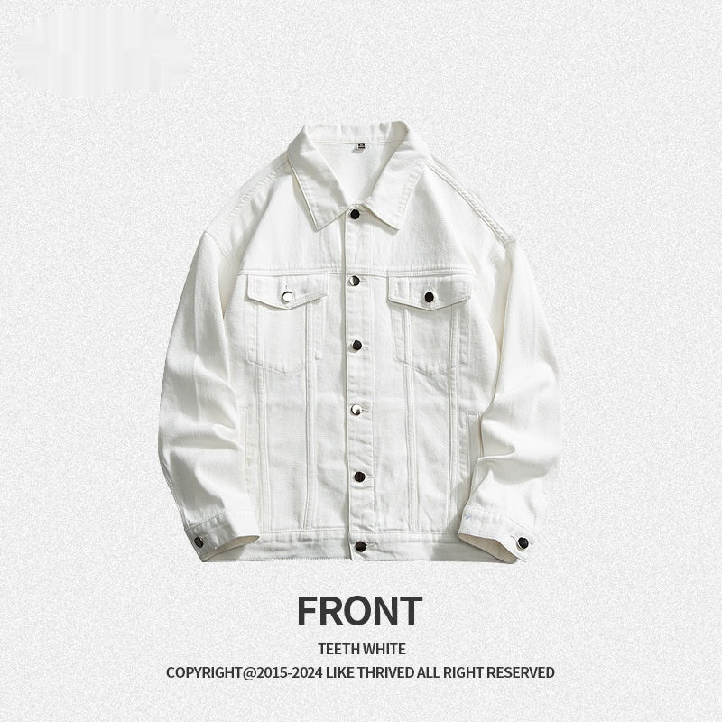 Simplicity Solid Color Loose Denim Jacket
