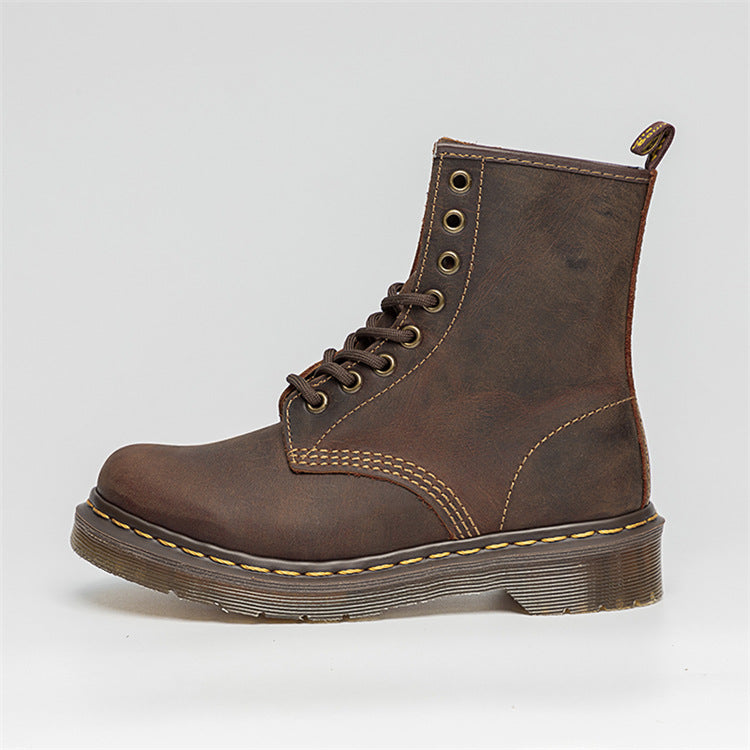 Crazy Horse Leather Women's Boots Vintage Goodyear Sewing Shoes