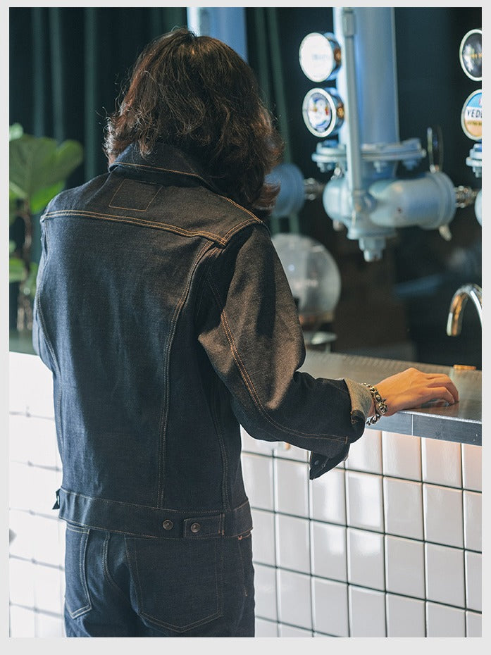 Men's Casual All-matching Raw Wash Jacket