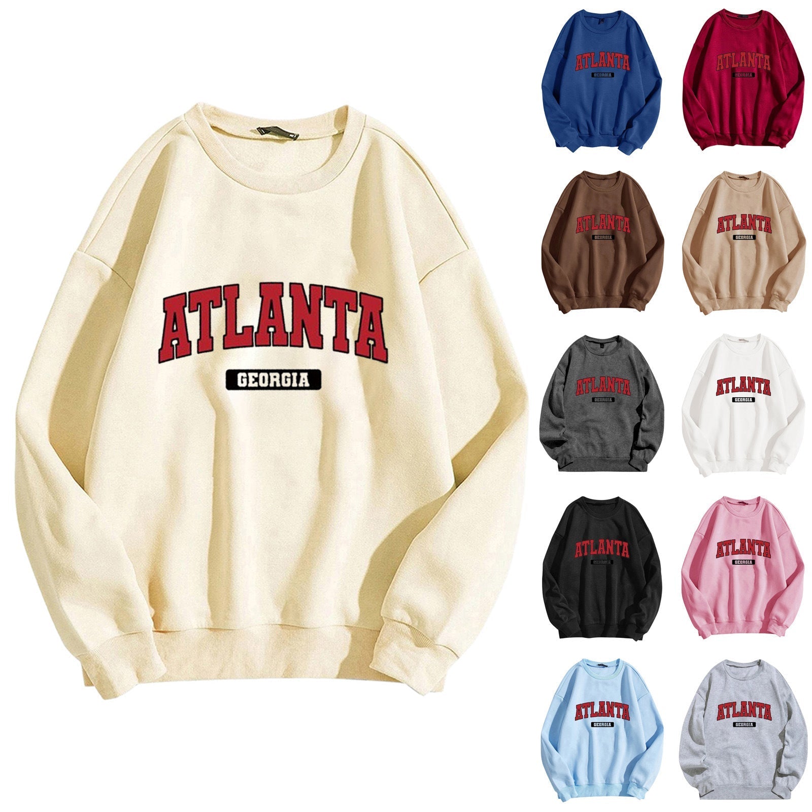 Women's Printed Round Neck Long Sleeve Baseball Uniform Loose Plus Size Fleece Lined Warm Top