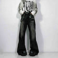 Washed Worn Jeans Straight Mop Casual Trousers