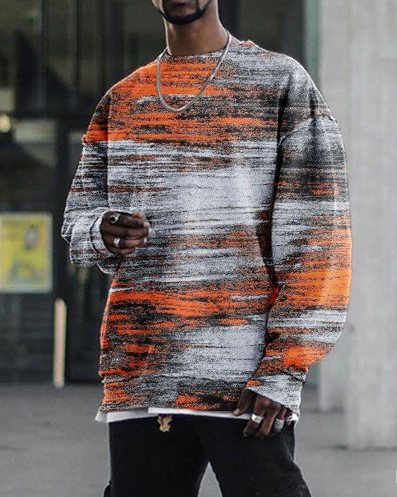 3d Digital Printing Loose Casual Trend Round Neck Long Sleeve Sweater