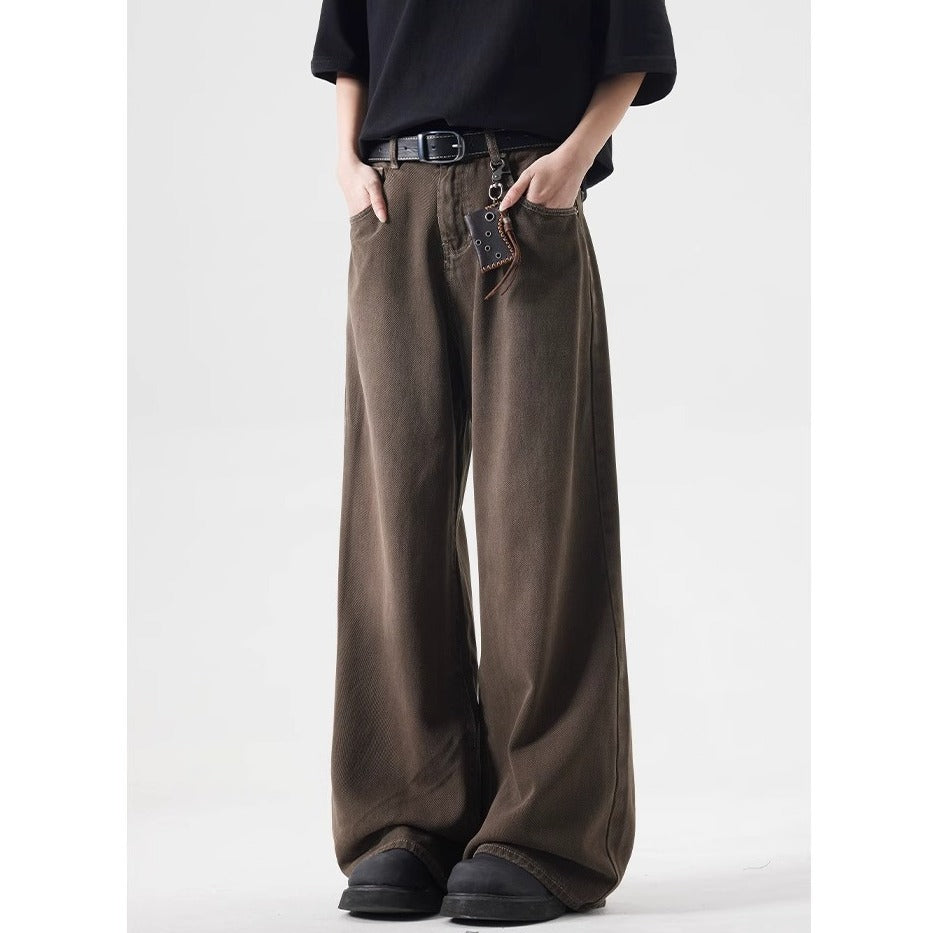 Retro Washed High Straight Loose Jeans
