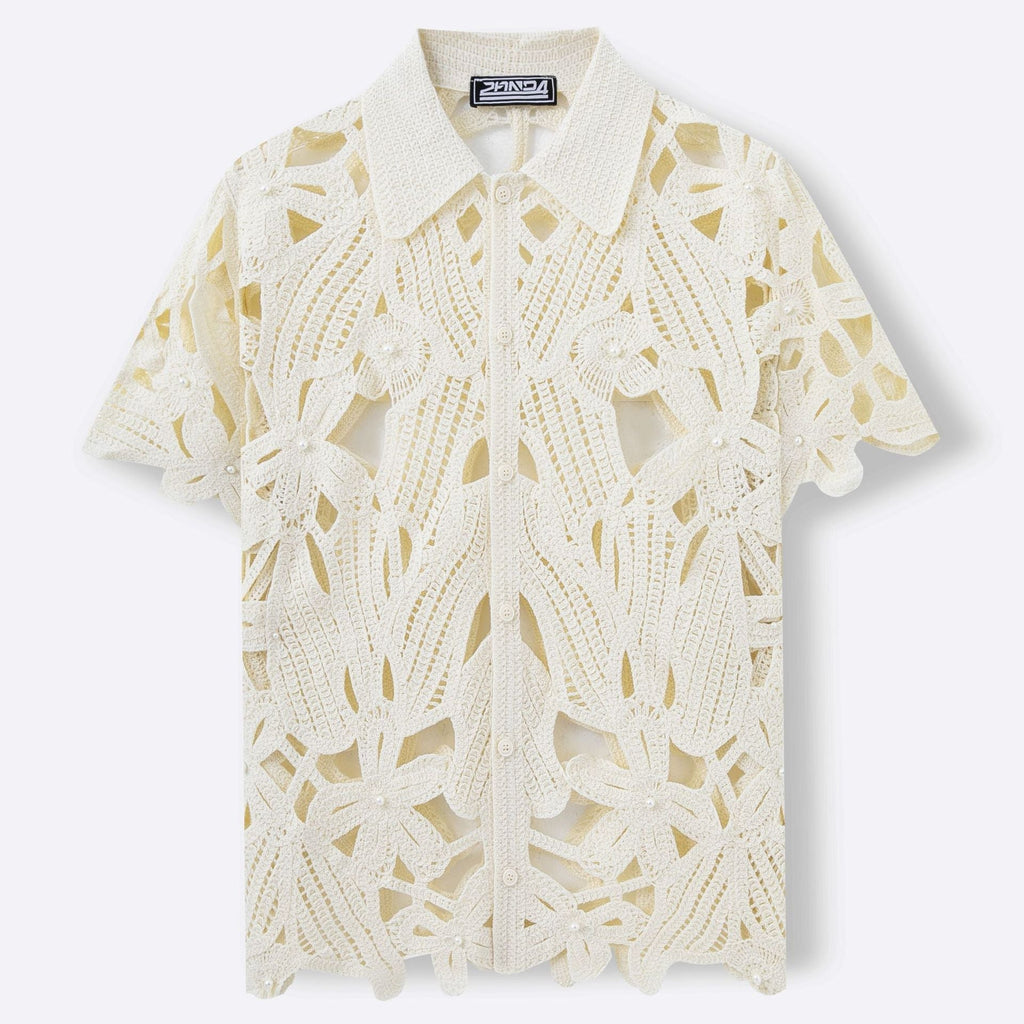 Summer New Hand Crocheting Hollow-out Short-sleeved Sweater Casual
