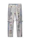 High Street Heavy Destroyed Washed And Worn Out Fit Straight-leg Jeans
