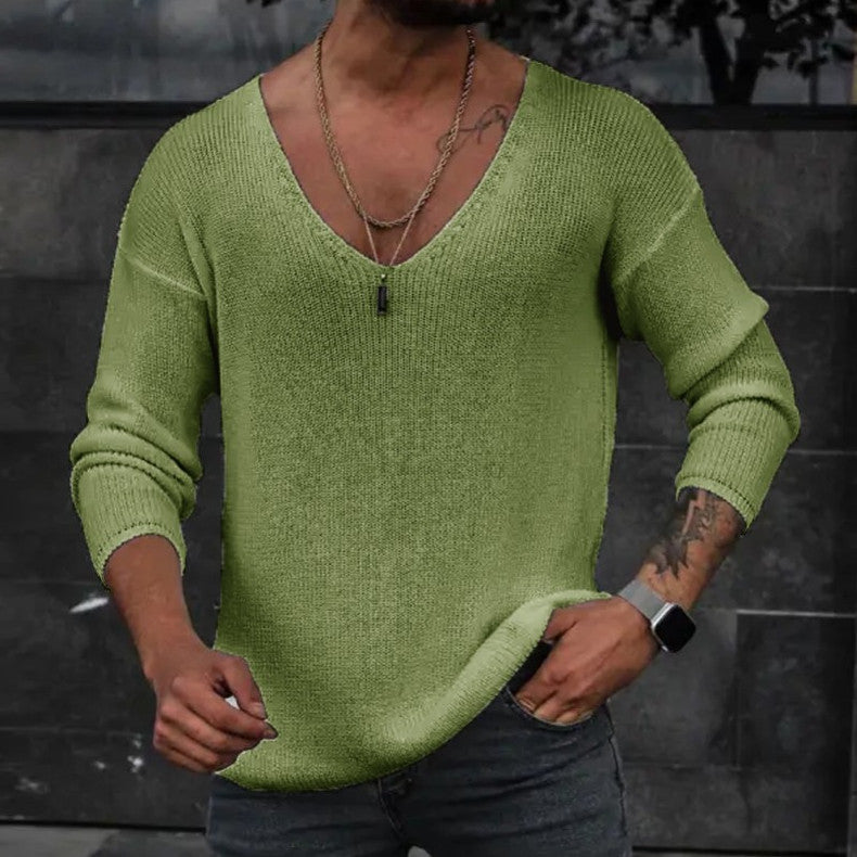 Long Sleeve V-neck Sweater Sweater Men's Independent Station Popular Men's Sweater