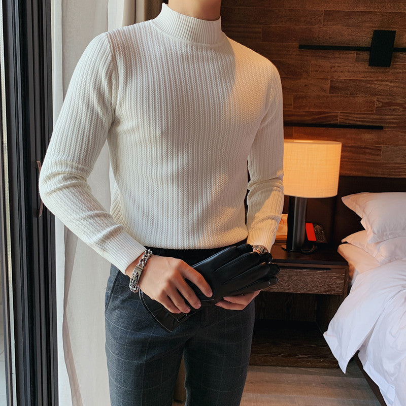 stand Collar Solid Color Sweater