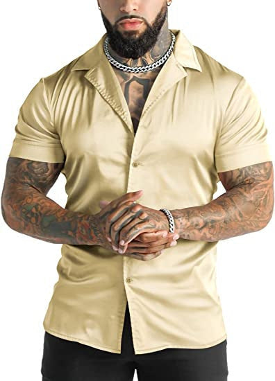 Men's Disco Short Sleeve Shirt Casual Men's Short-sleeved Shirt