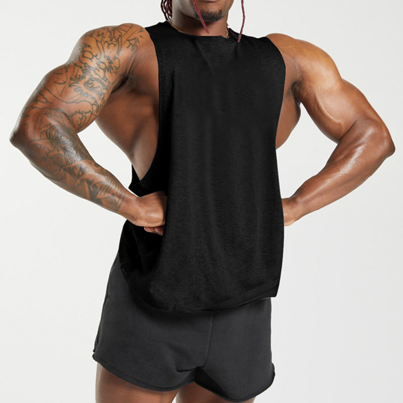 New Fitness Wide Shoulder Vest Men's Solid Color Sports Casual