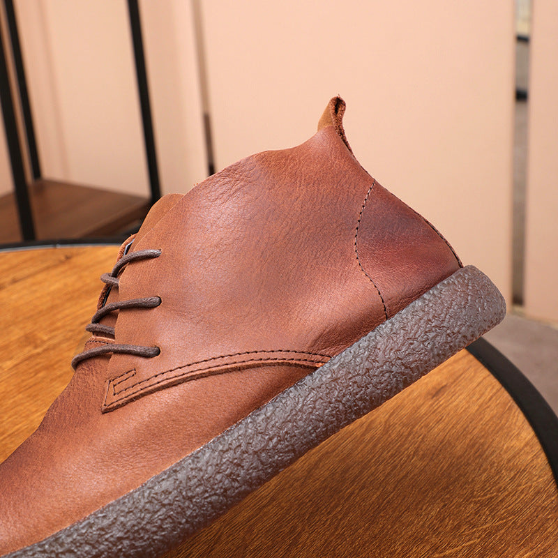 Vintage Distressed Soft Leather Rubber Sole Martin Boots