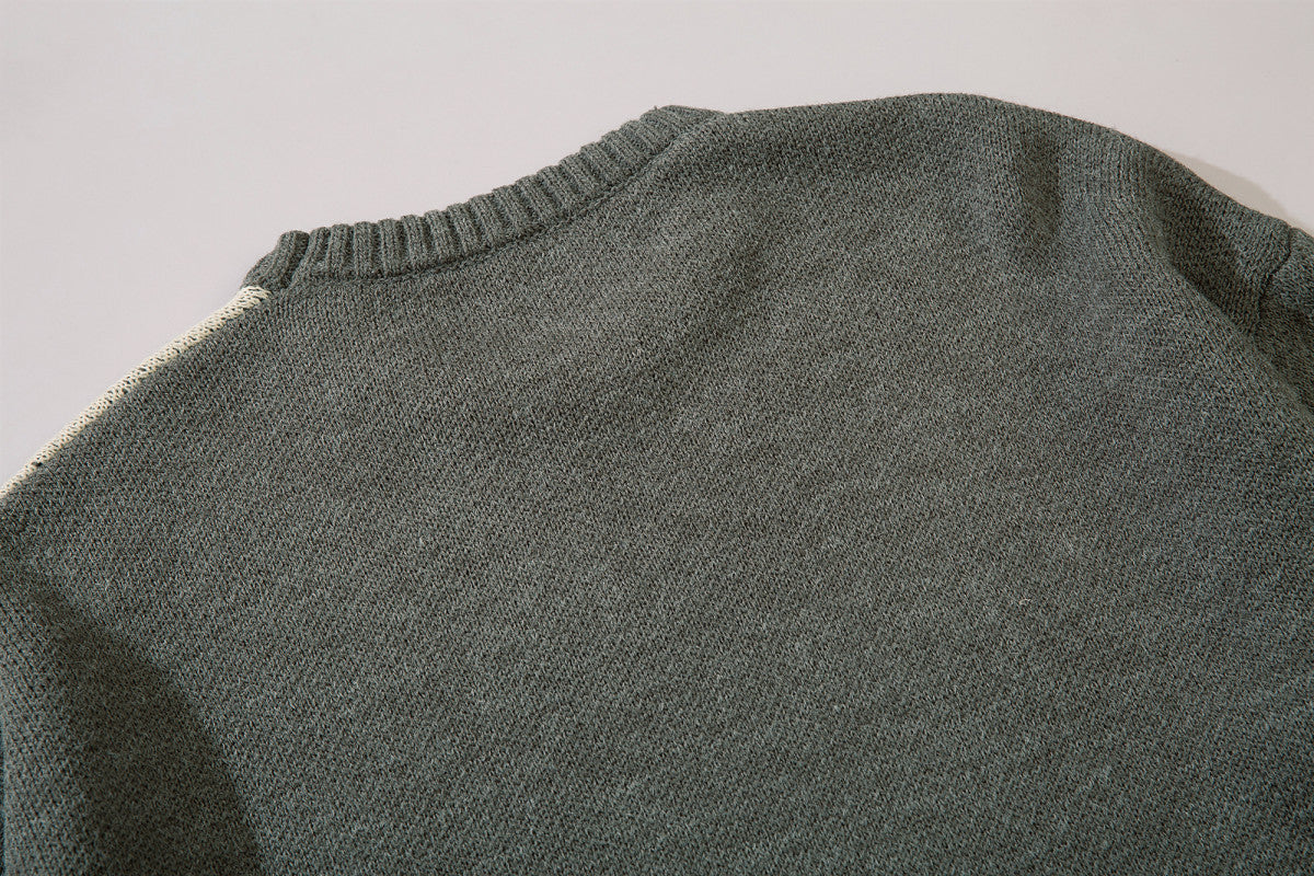 Round Neck Daily Retro Sweater Male Tide Card Autumn And Winter
