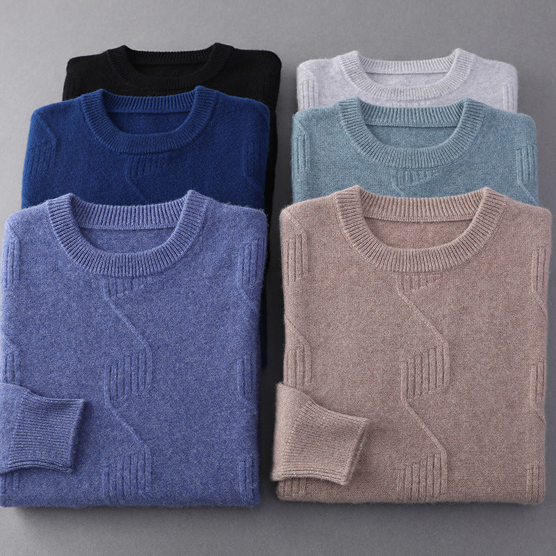 Fashion Men's Round Neck Thick Twisted Sweater