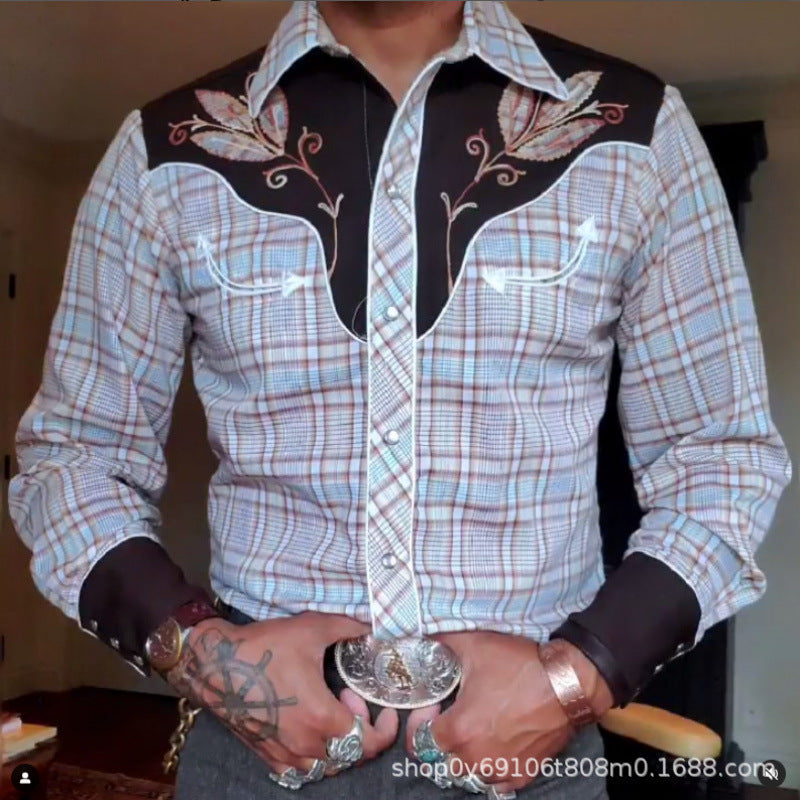 Men's Casual 3D Printing Lapel Long Sleeve Shirt