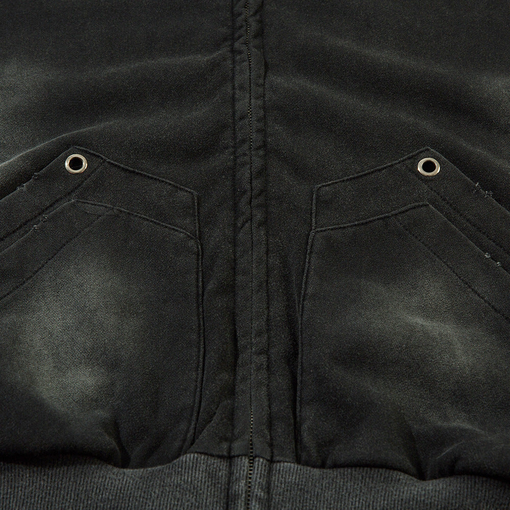 Punk Worn-out Loose Zip Sweater