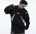 V-collar Contrast Color Padded Shoulder Long Sleeve American Retro Outdoor Sports Top