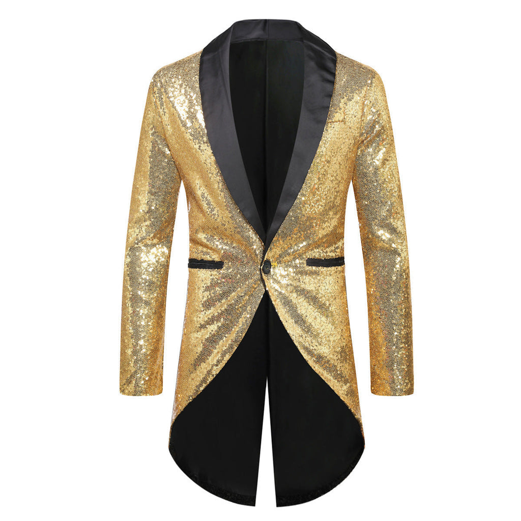 Fashion Sequin Suit AliExpress Foreign Trade Purchasing Men's Single-button Suit Tailcoat