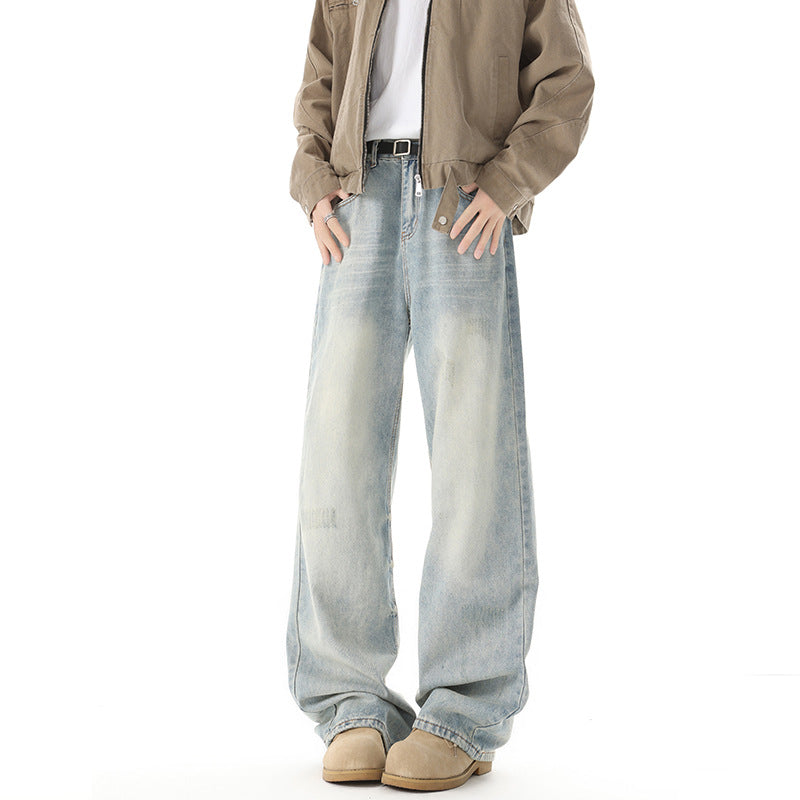 Men's Retro Light Blue Straight Casual Jeans