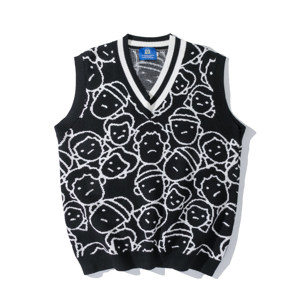 Knit Sweater Couple Printing Sleeveless Sweater Men
