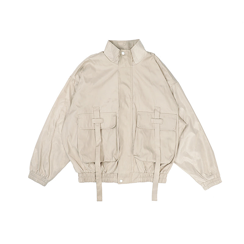 Nylon Trench Coat With Large Pockets And Streamers