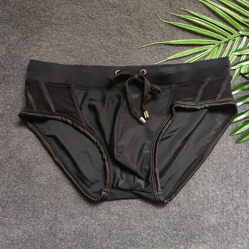 Black Triangle Bikini Side Mesh Shorts