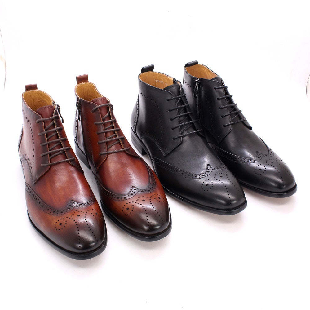 Men's Side Zipper Leather Martin Boots