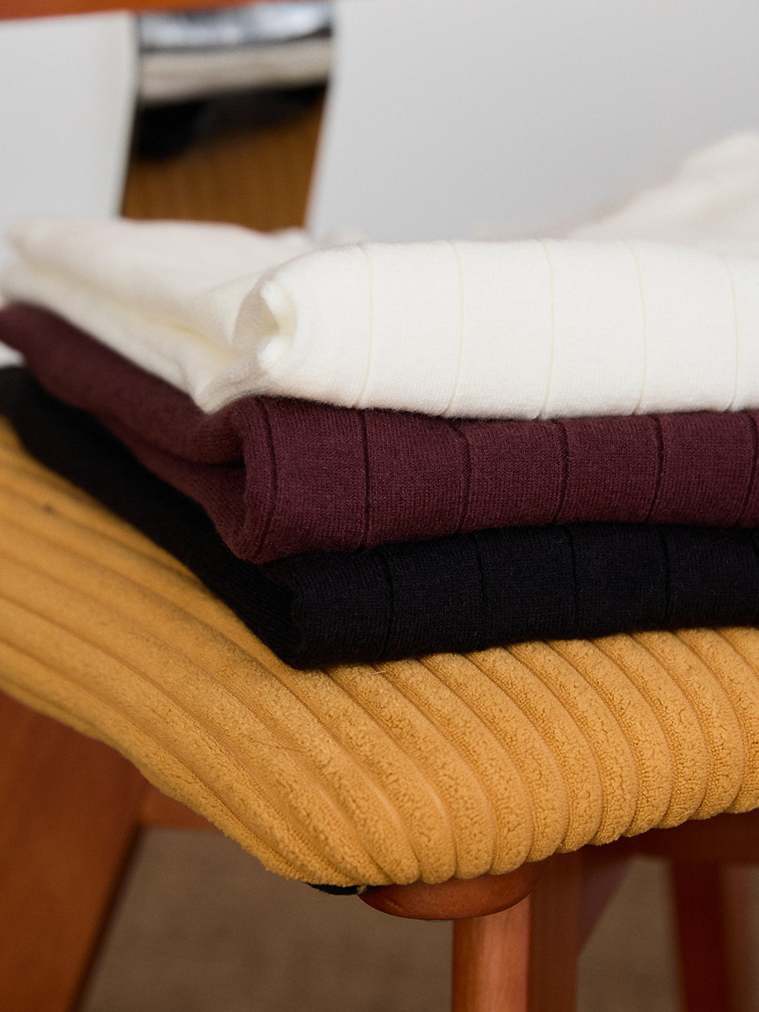 Half Turtleneck Wool Knitted Short Sleeve T-shirt