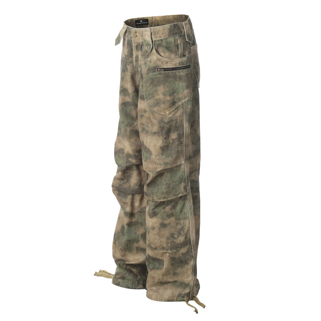Retro Camouflage Loose Cross-leg Jeans