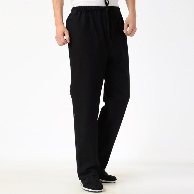 Men's Solid Color Pure Cotton Coarse Fabric Casual Pants