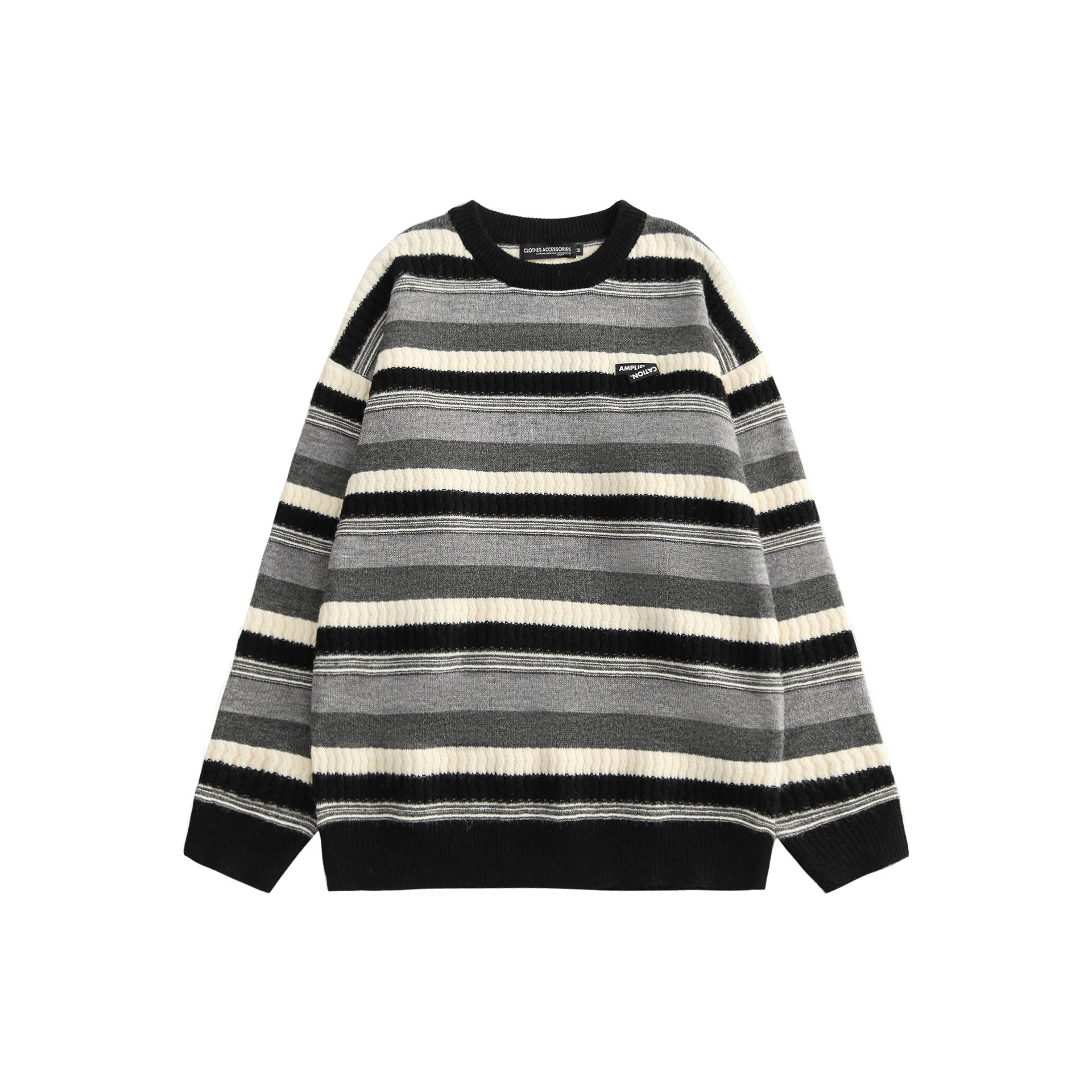 Striped Sweater With Round Neck And Long Sleeves