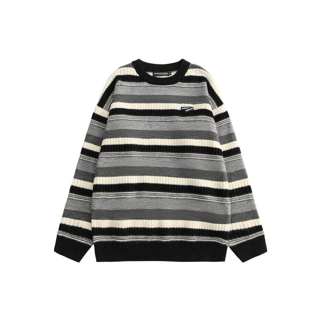 Striped Sweater With Round Neck And Long Sleeves