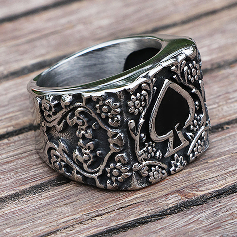Men's Spades Epoxy Carved Rings